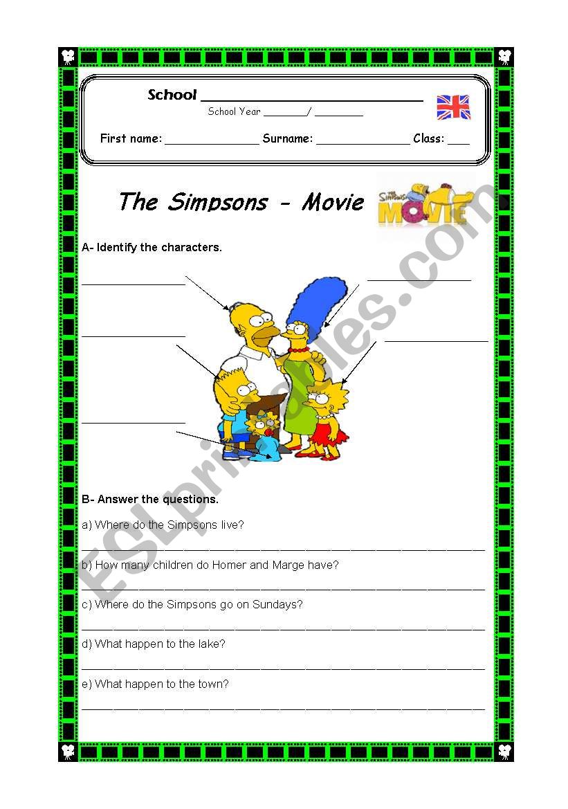 The Simpsons Movie  worksheet