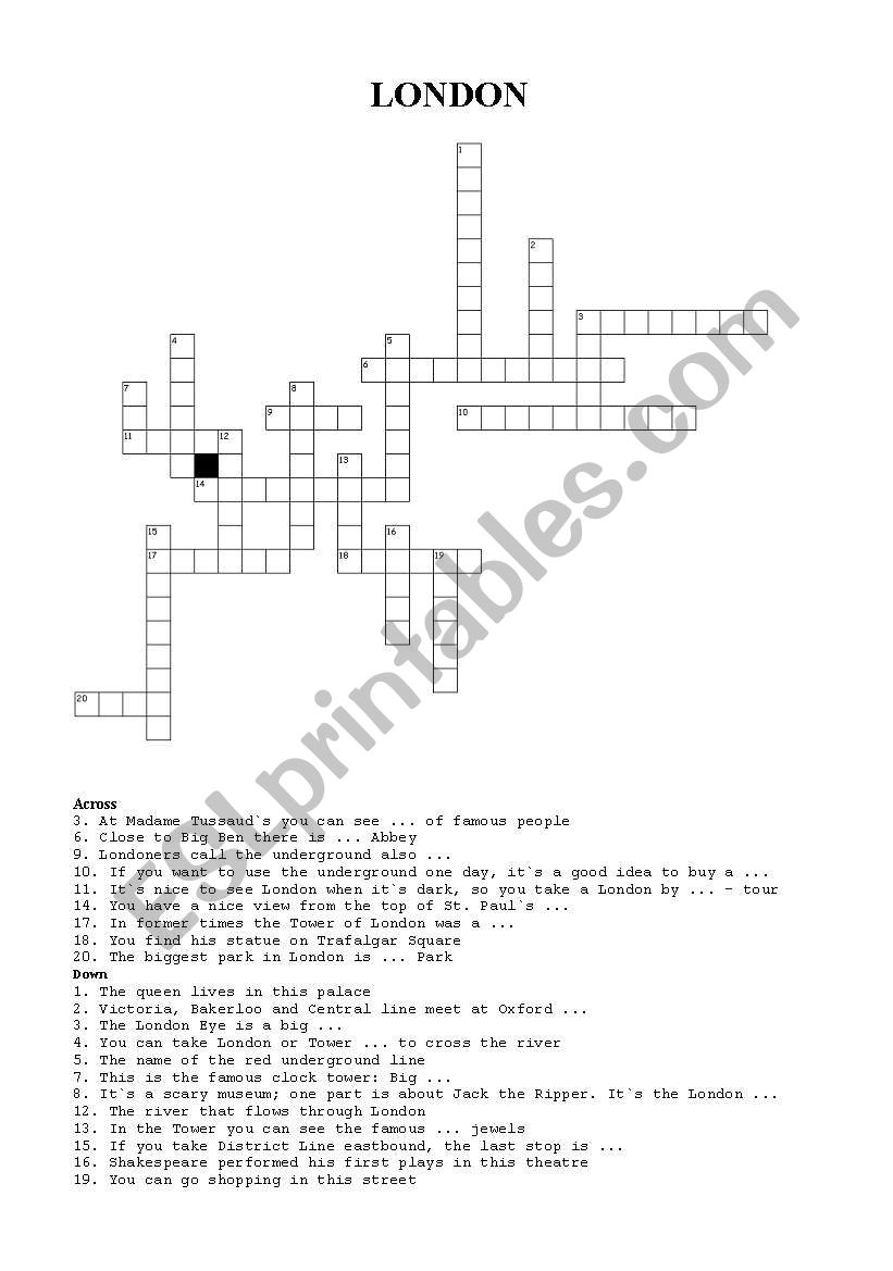 London_crosswords worksheet