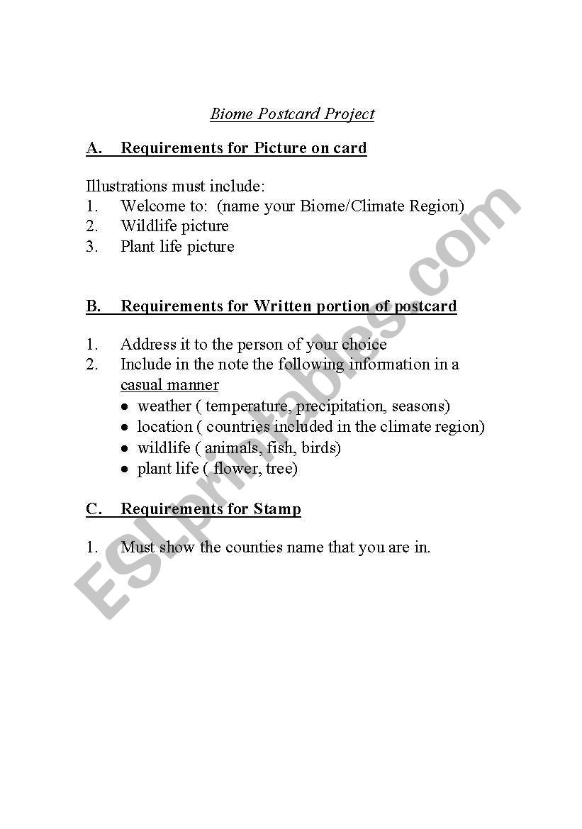 Biomes worksheet