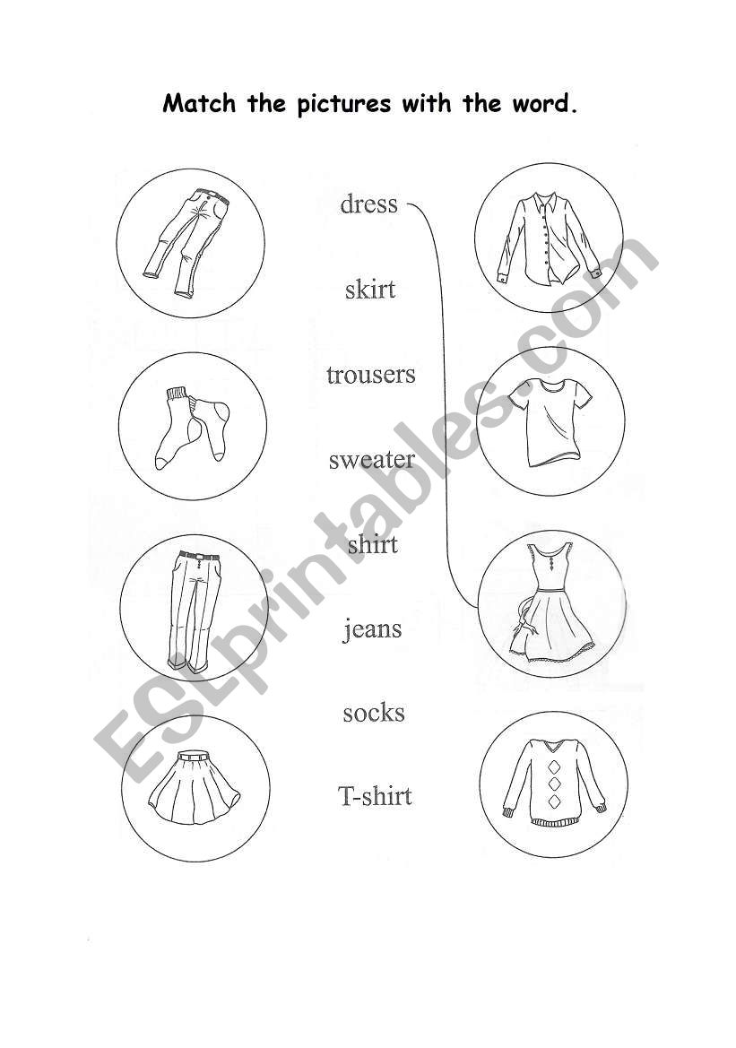 Clothes matching - ESL worksheet by cuki007