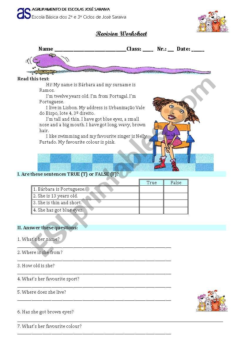 Revision Worksheet worksheet