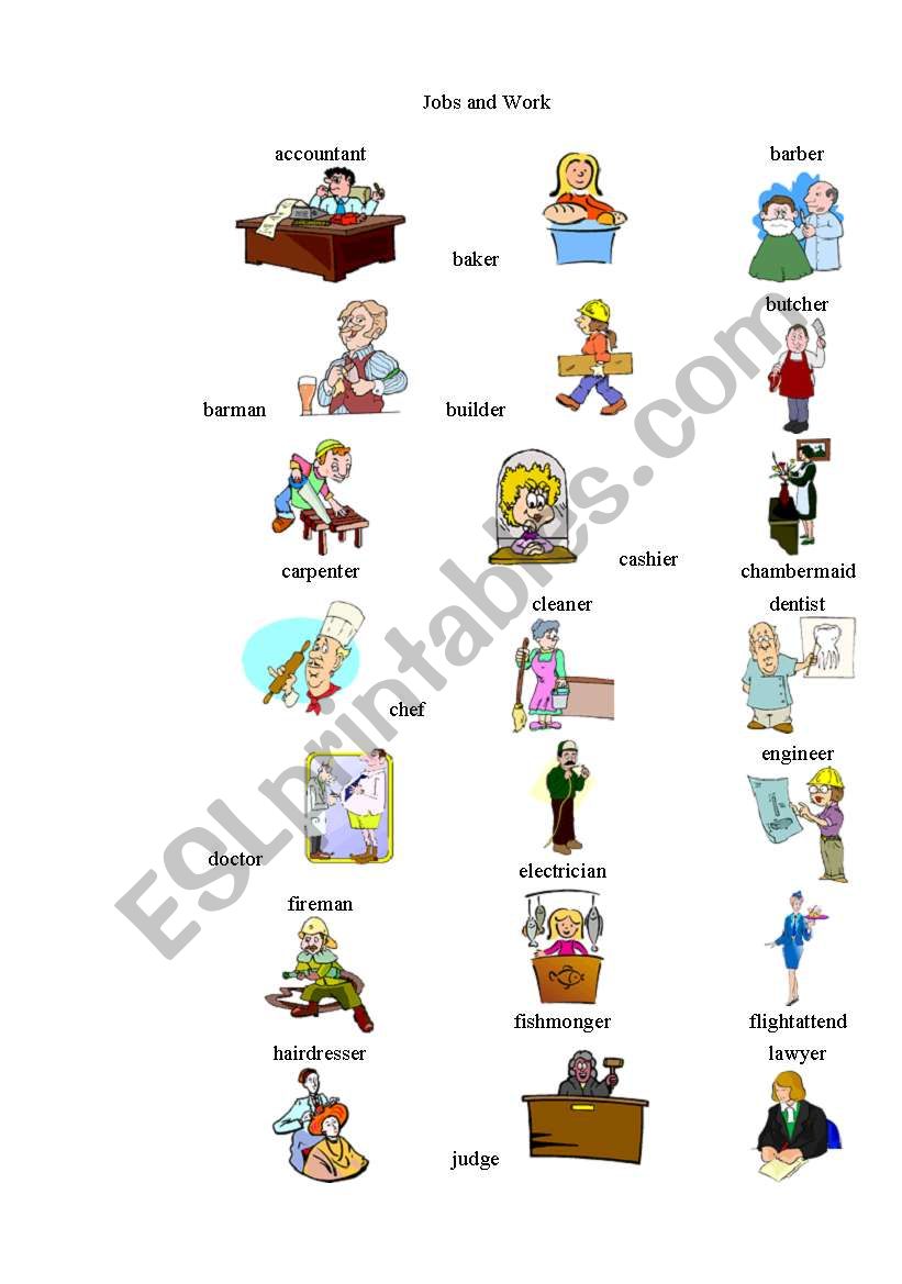 jobs and work worksheet
