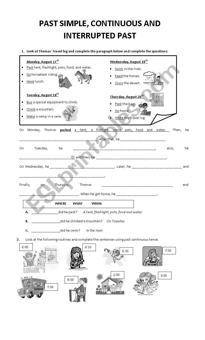 Past tenses worksheet worksheet