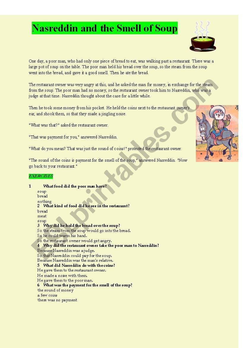 Nasreddin hodja worksheet