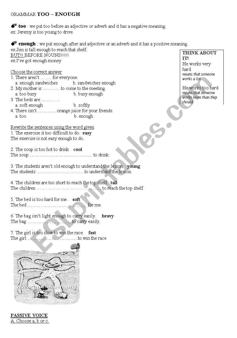 too-enough worksheet