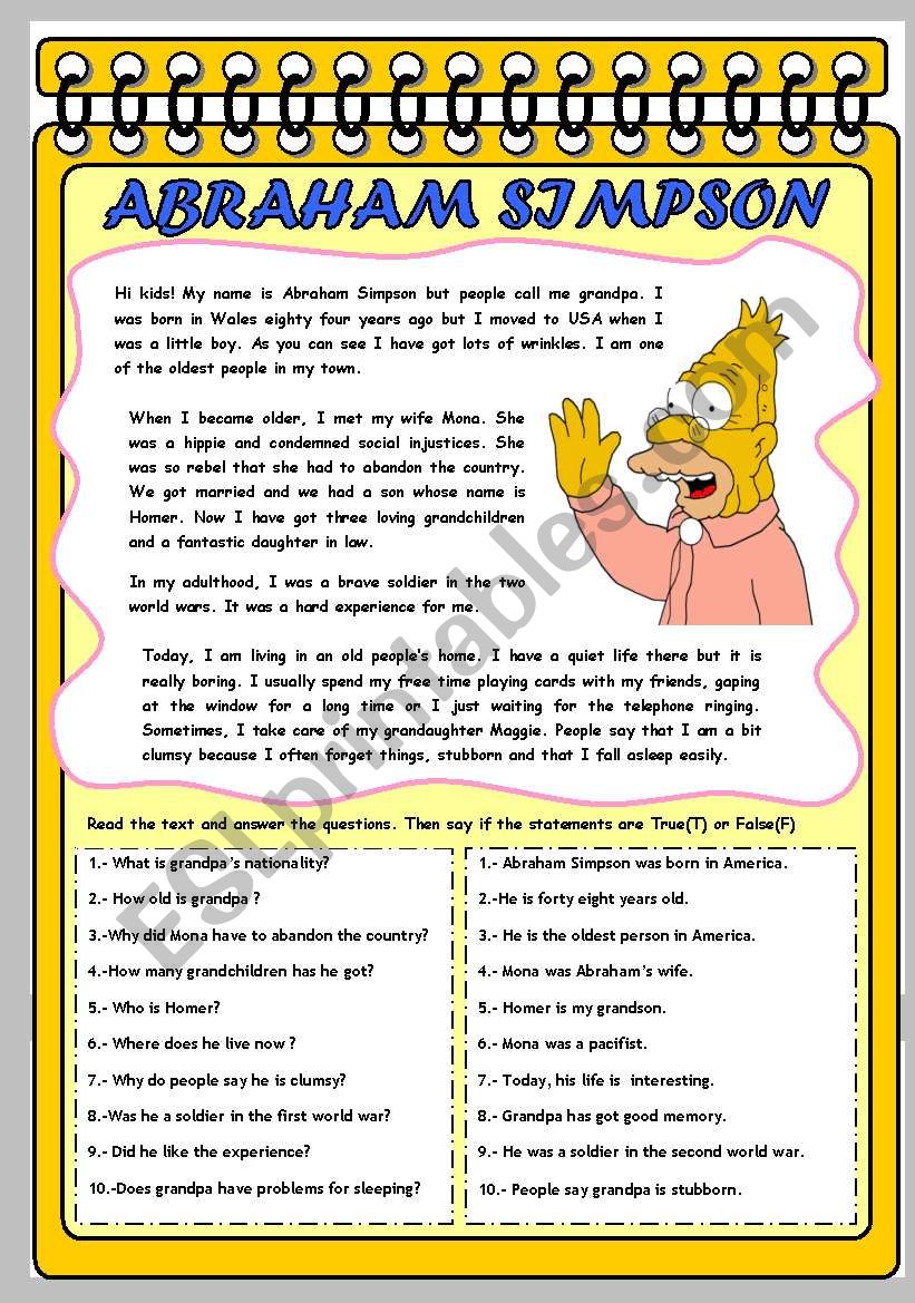 ABRAHAM SIMPSON: THE GRANDFATHER.