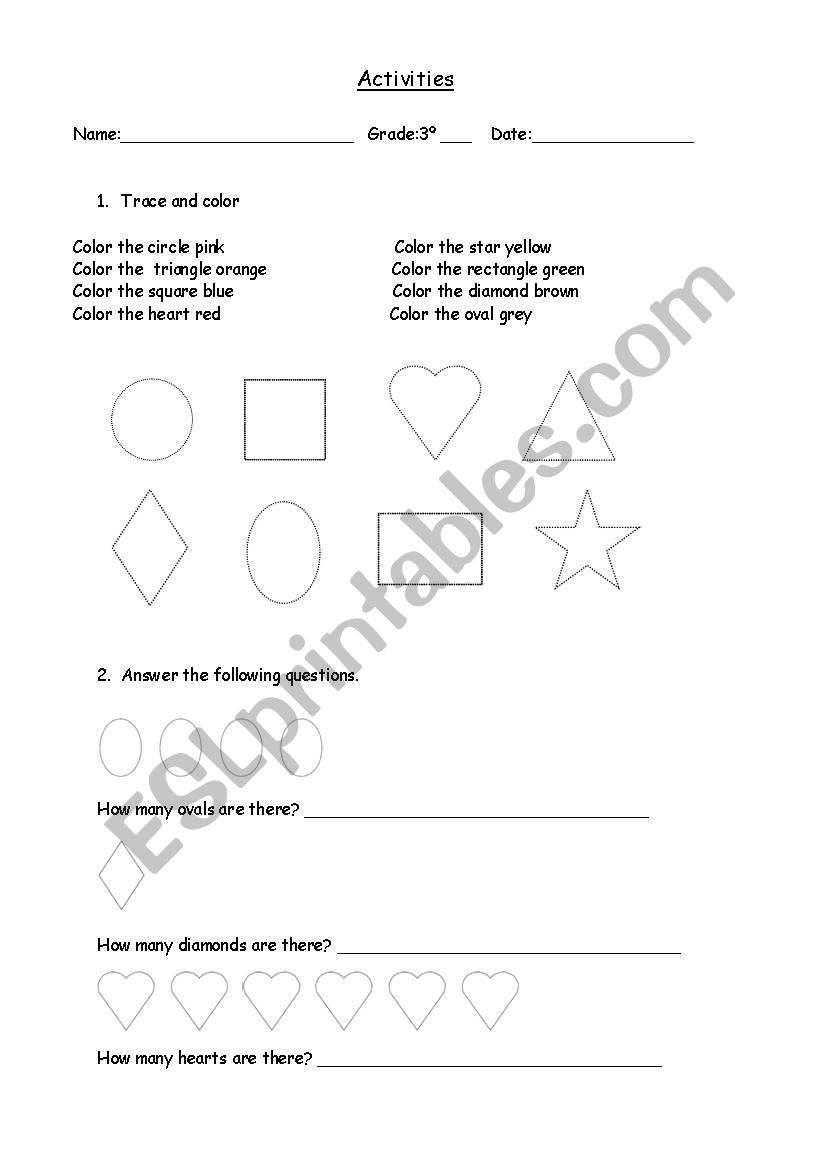 Shapes and colors worksheet