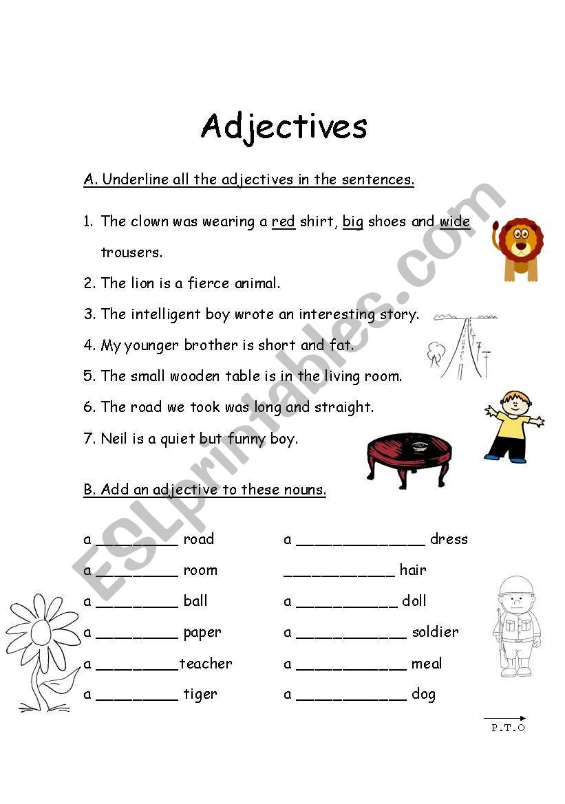 Adjectives worksheet