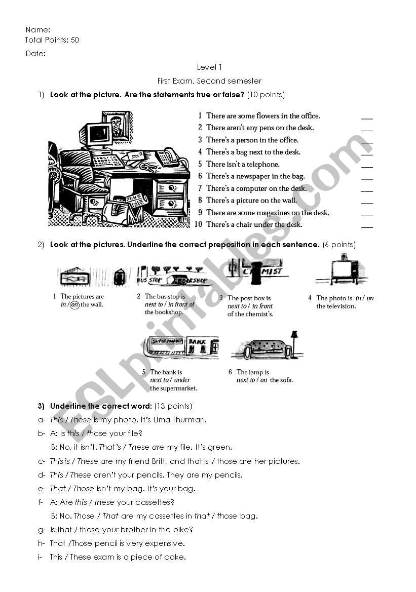 Elementary Exam 3 worksheet