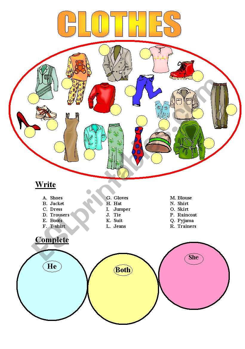 CLOTHES worksheet