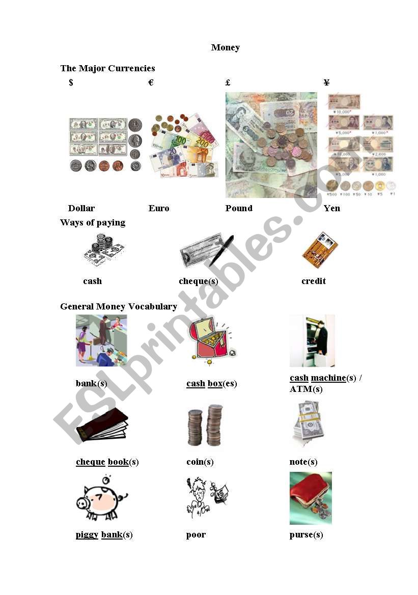 money worksheet