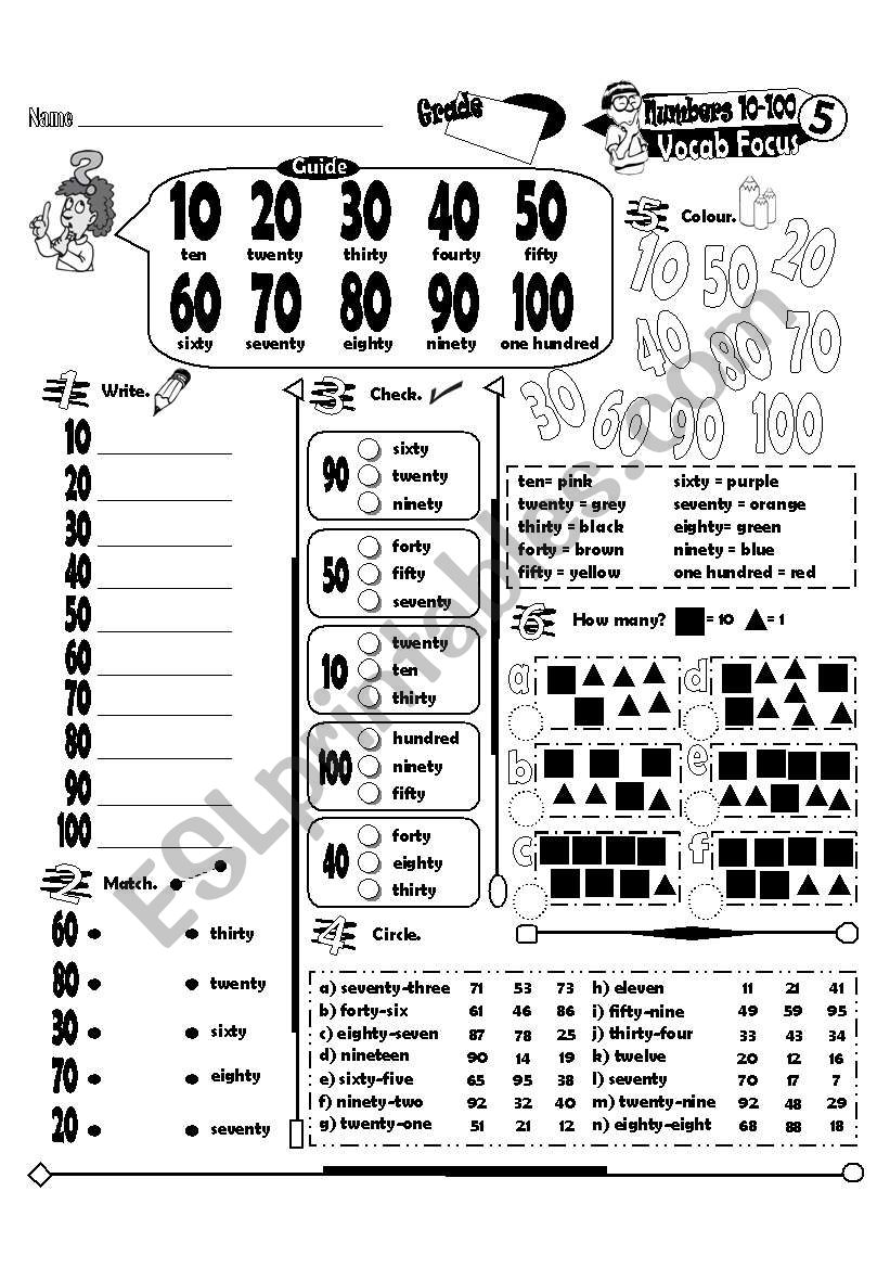 Vocab Focus Series_05 Numbers 10-100 (Fully Editable + Key)