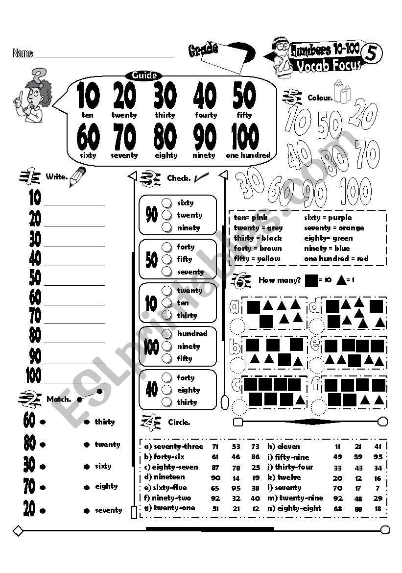 Vocab Focus Series_05 Numbers 10-100 (Fully Editable + Key)