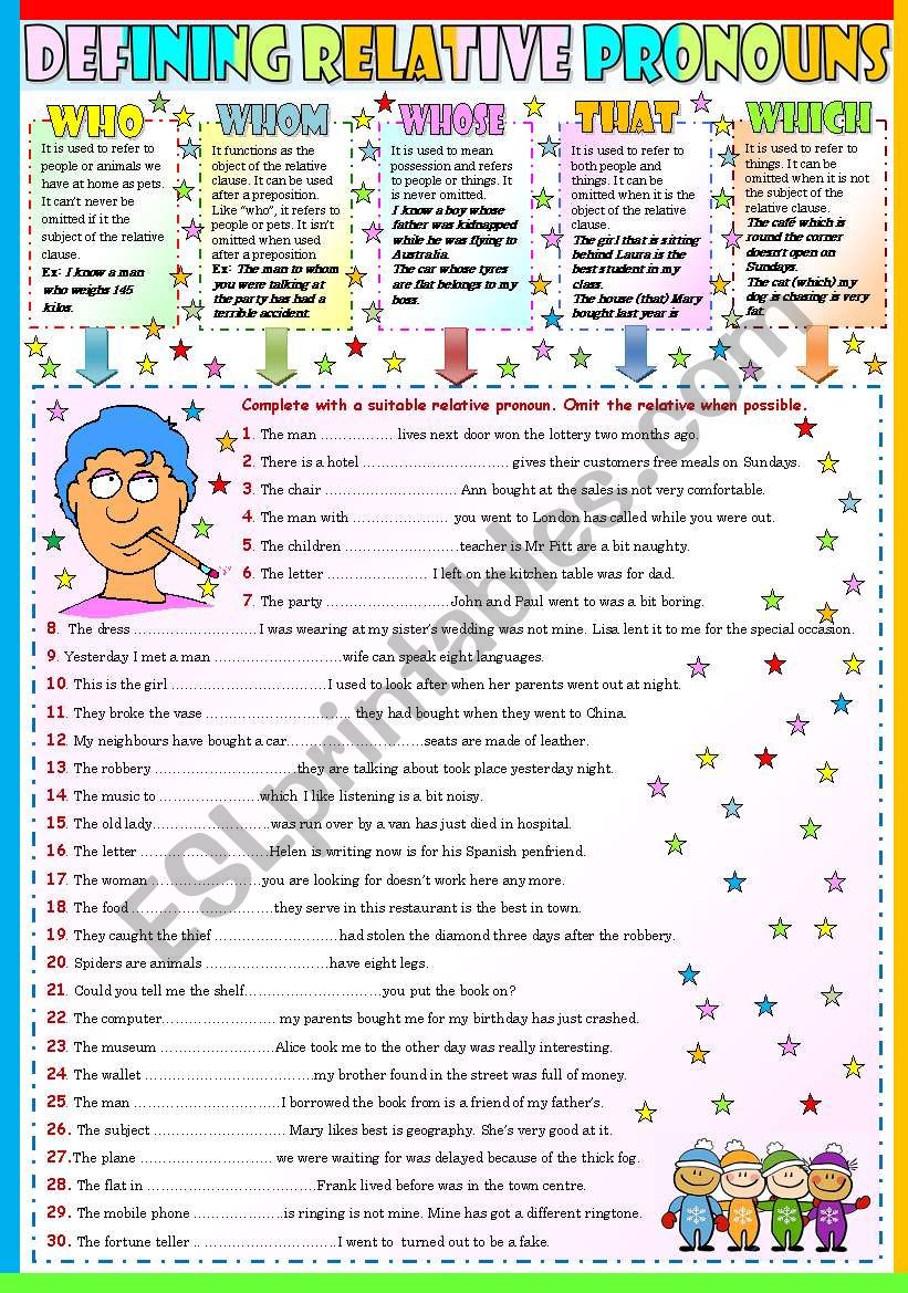 DEFINING RELATIVE PRONOUNS (KEY INCLUDED)