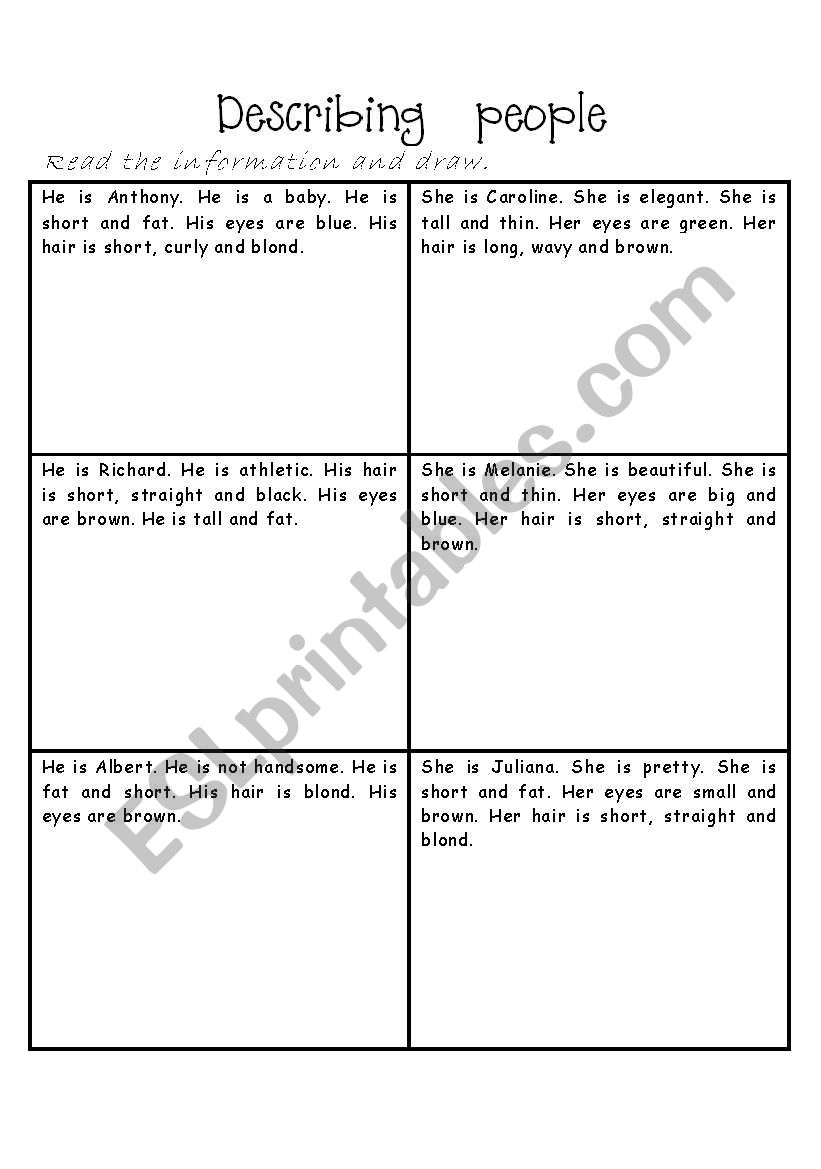 Describing people worksheet