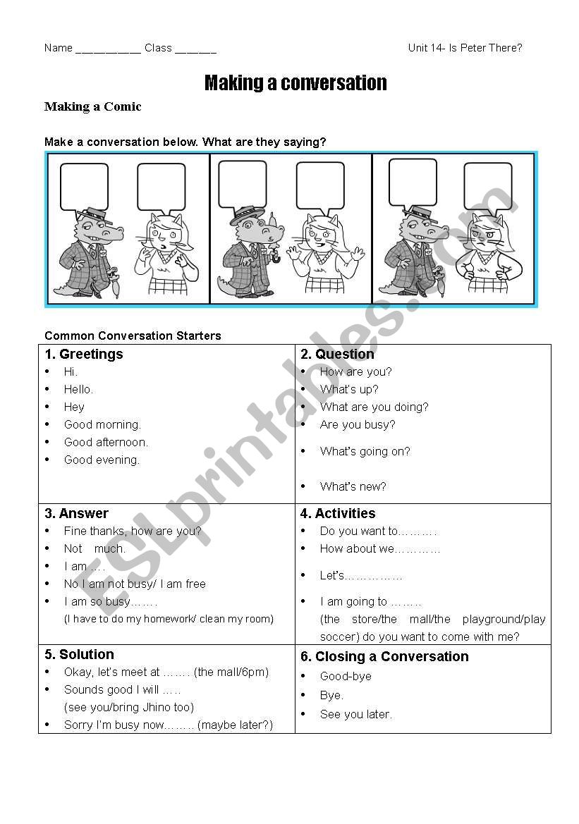 Making conversations worksheet