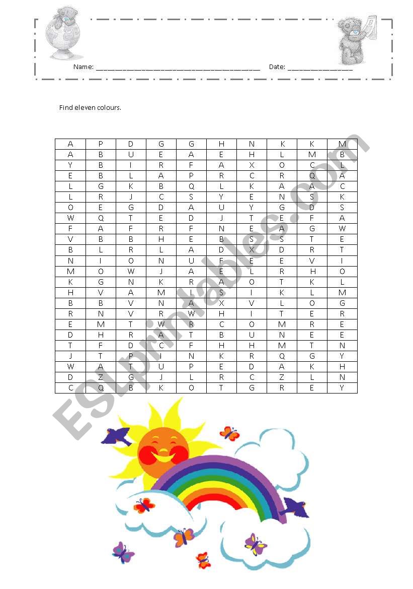 Rainbow words worksheet