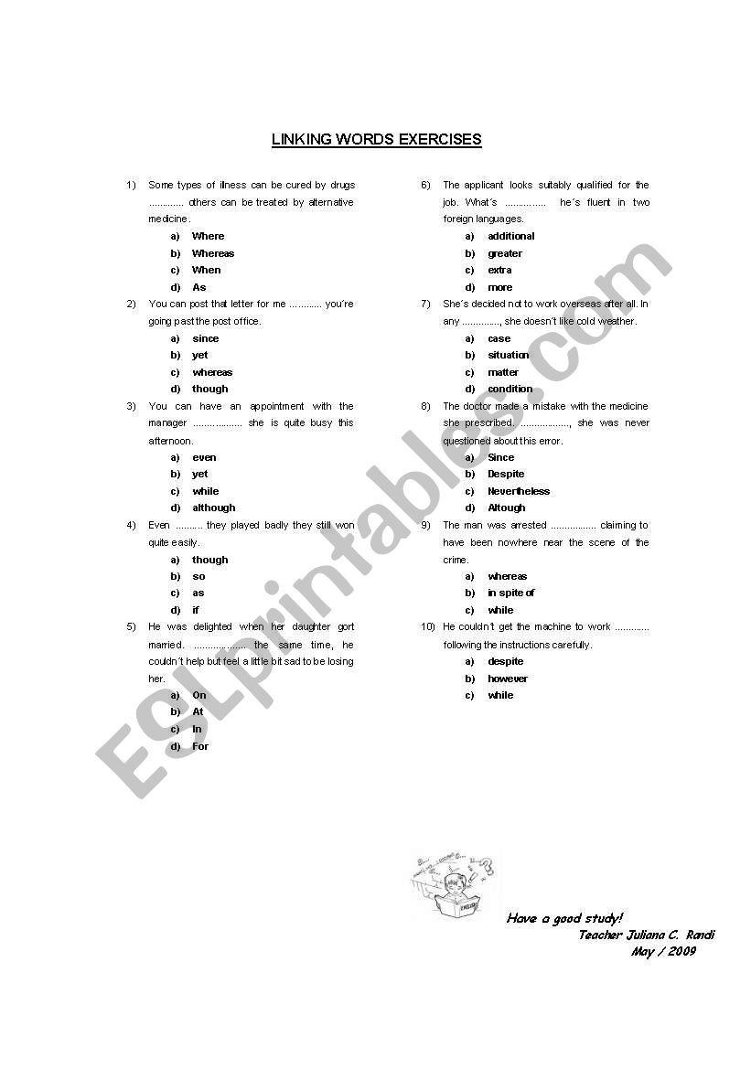 Linking Words Exercises 2 worksheet