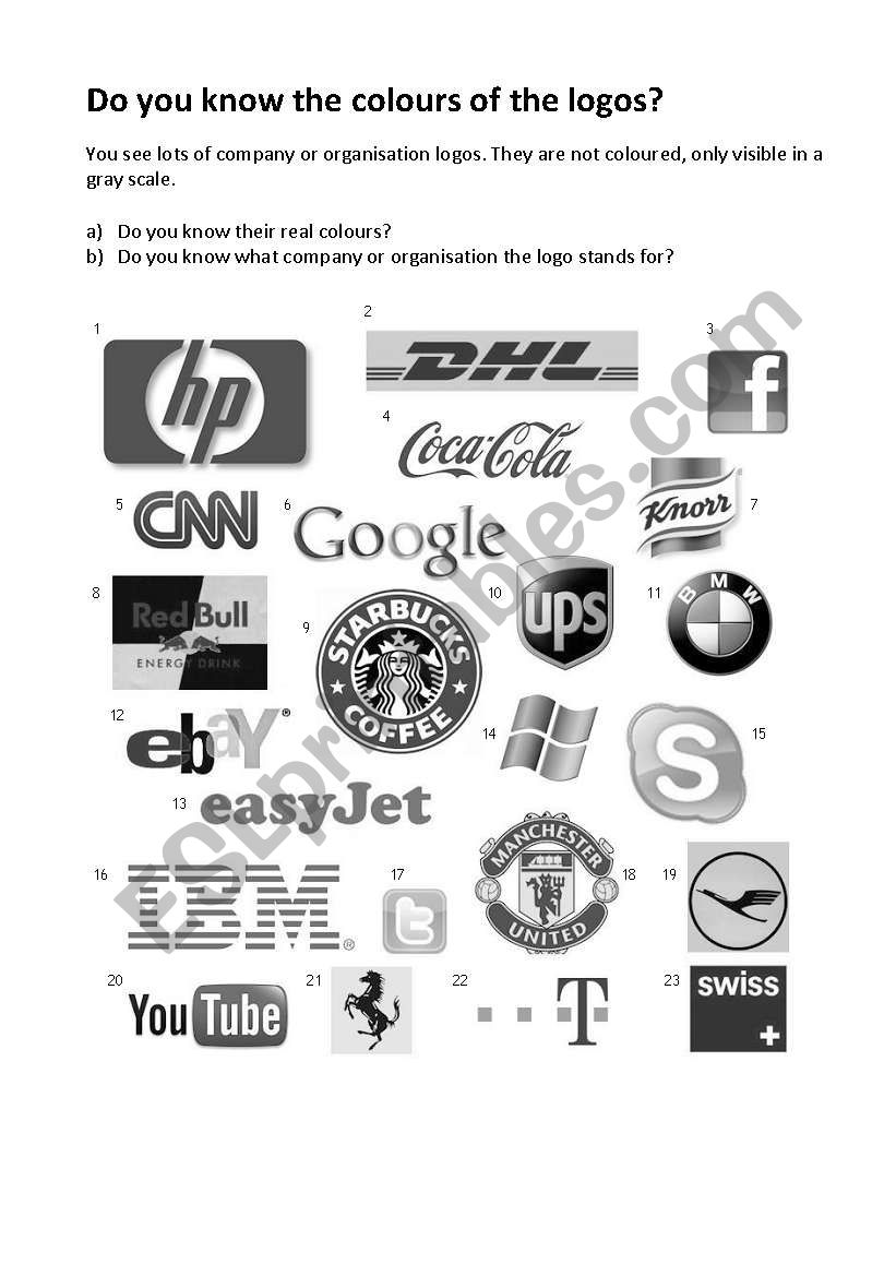 colours of logos worksheet