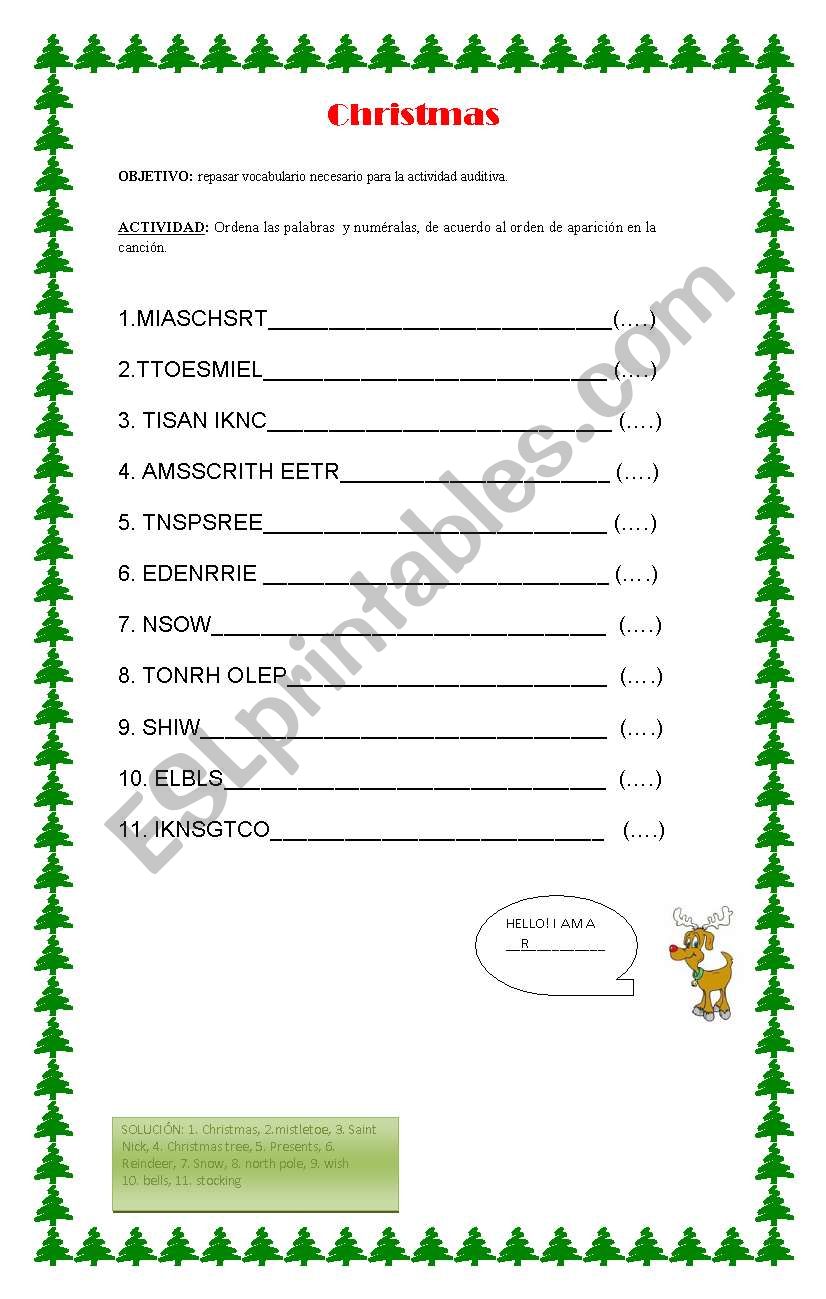 christmas listening worksheet