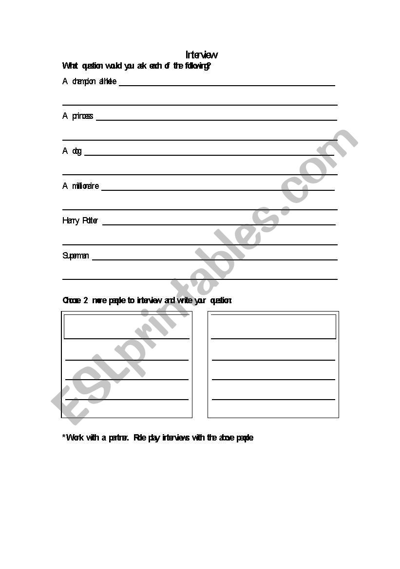 Interviews worksheet