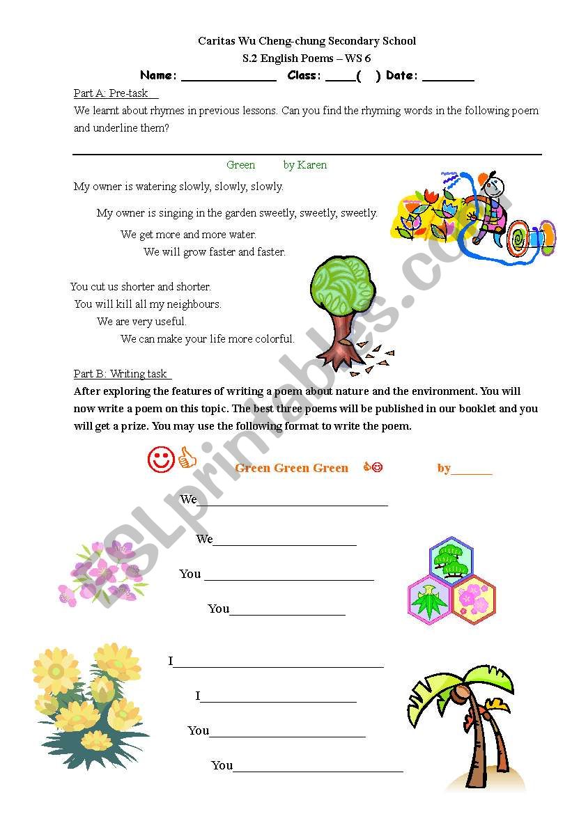 green poem worksheet