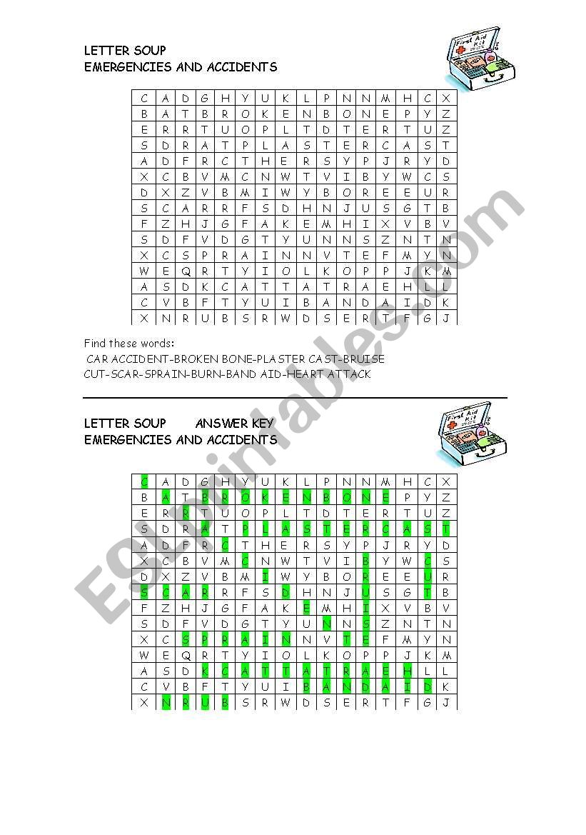 Letter soup EMERGENCIES and ACCIDENTS