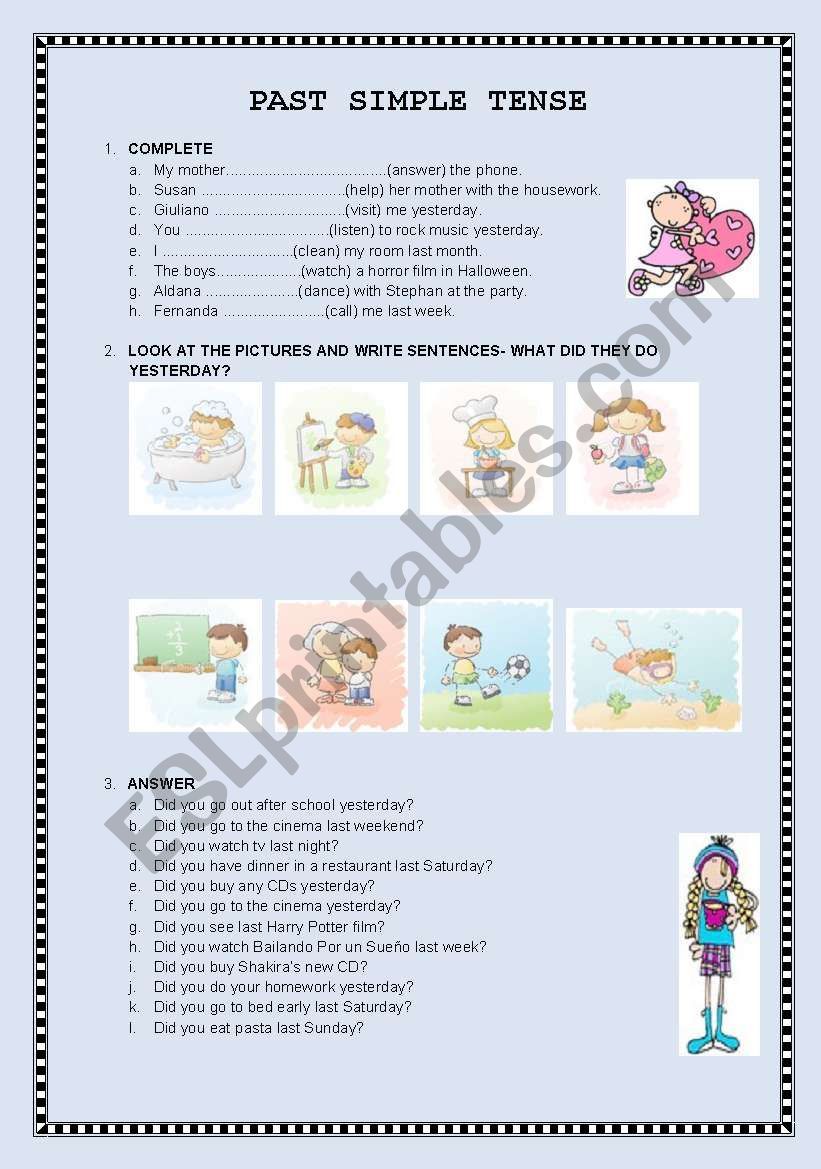 PAST SIMPLE TENSE worksheet