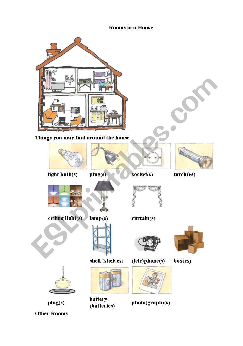 rooms in the house worksheet