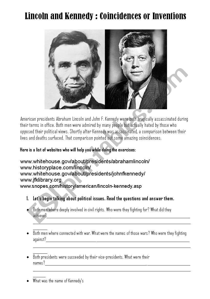 Lincoln and Kennedy: Coincidences or Inventions (Reading Experiment)