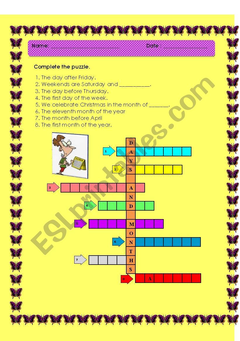 Days and Months worksheet