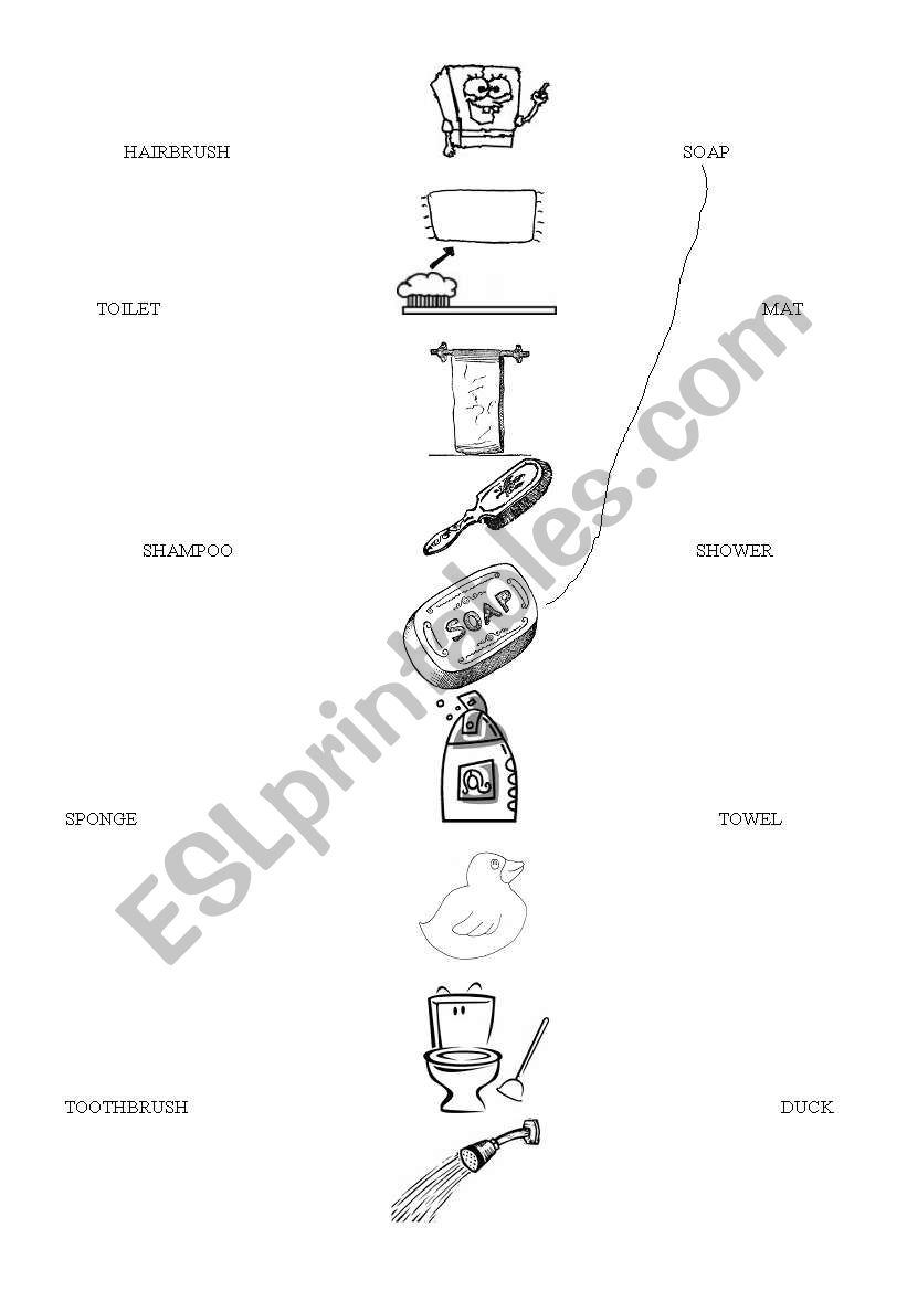 Bathroom Vocabulary Matching Activity 