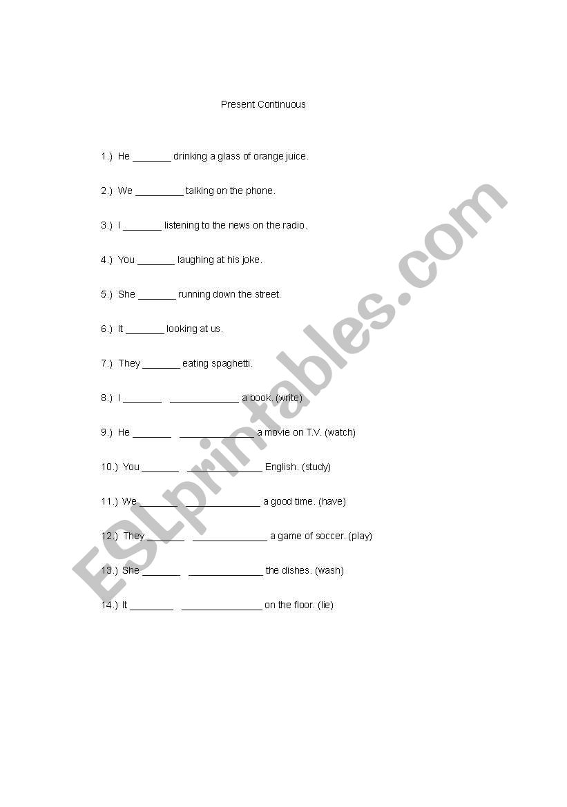 Present/Past Continuous worksheet