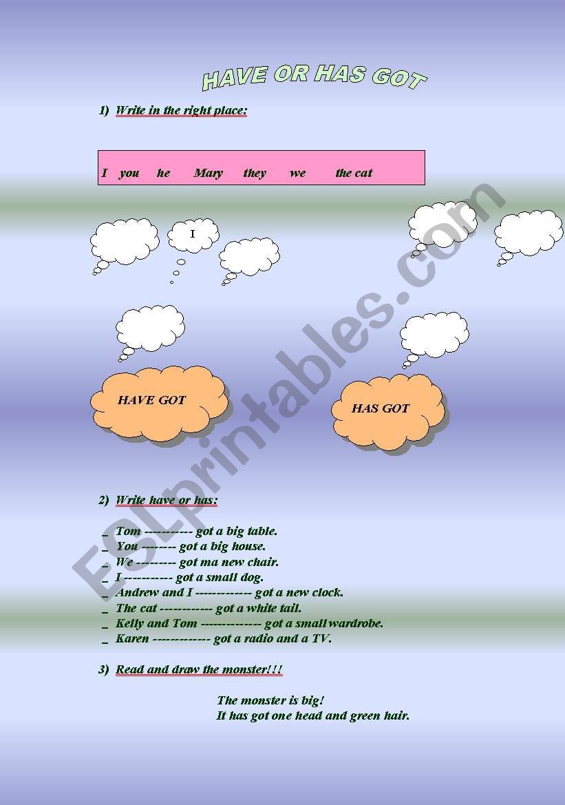 Have / Has got worksheet