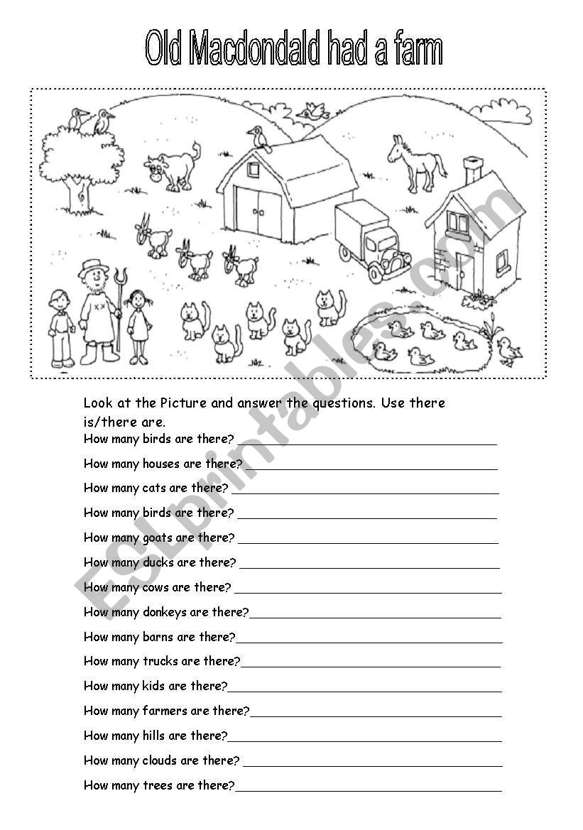 Old Macdonald had a farm worksheet