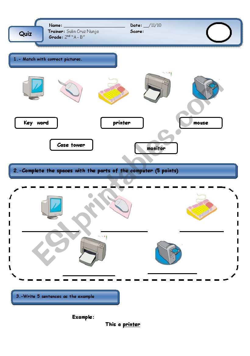 PART OF THE COMPUTER worksheet