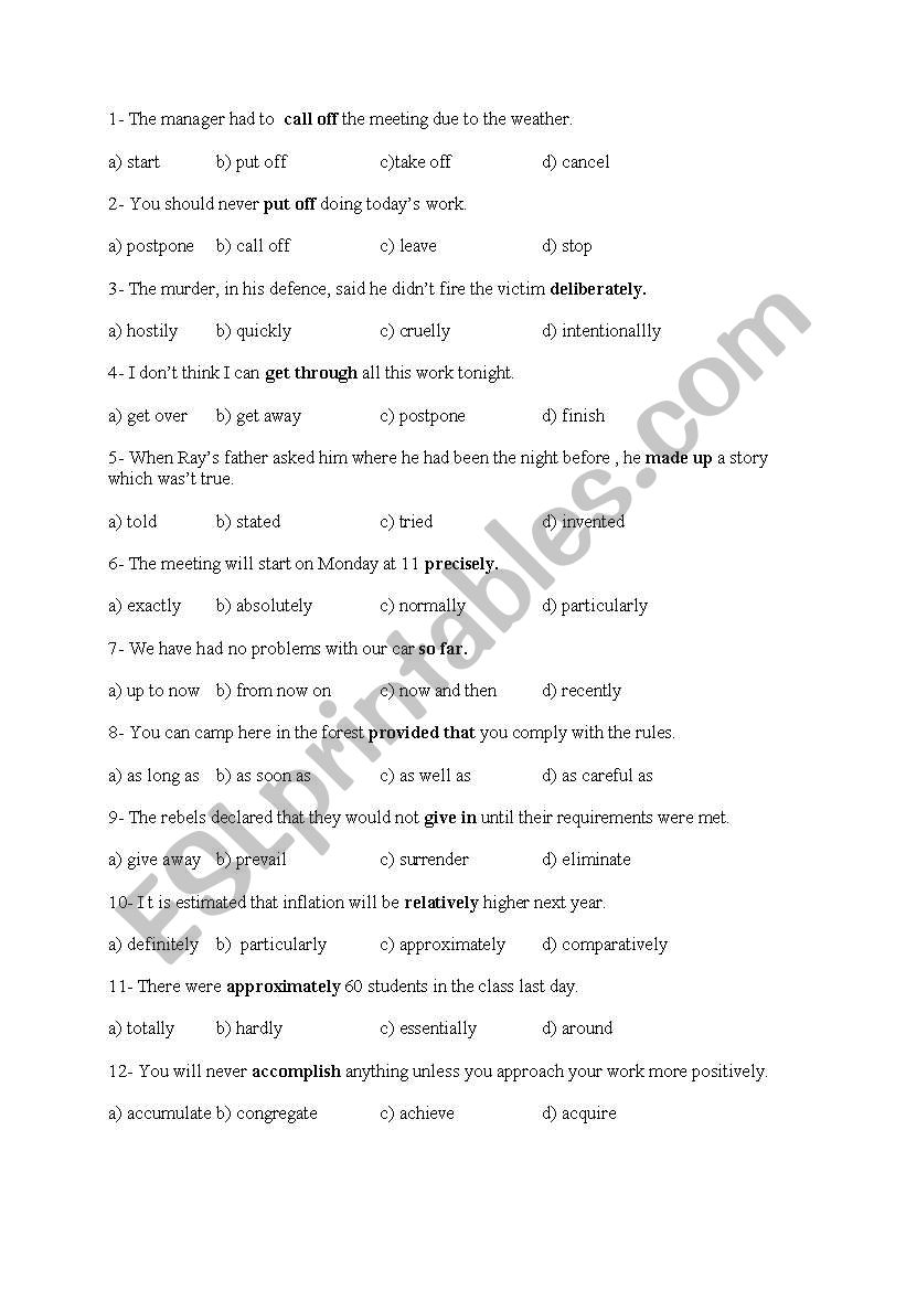 phrasal verbs worksheet