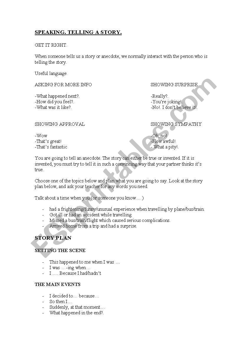 how to tell an anecdote worksheet
