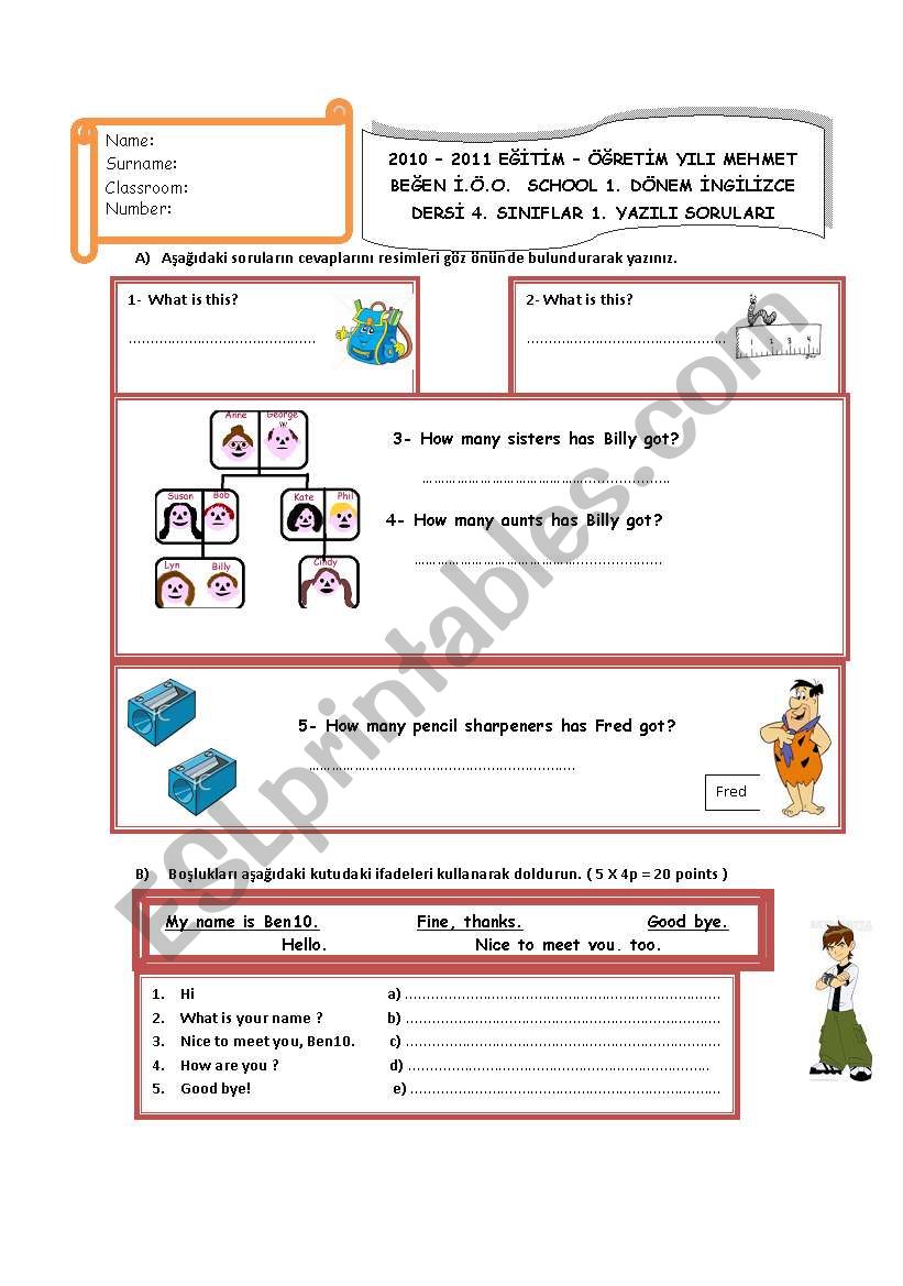 EXAM PAPER worksheet