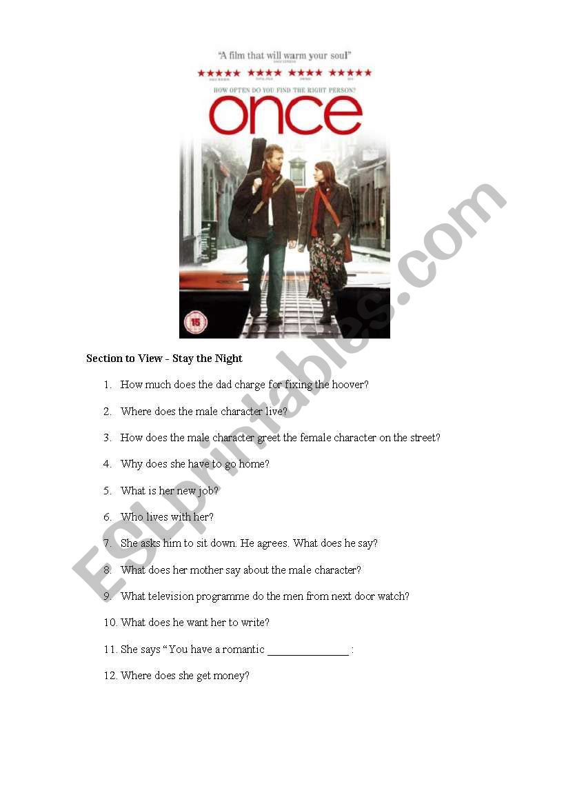 Once Movie Extract worksheet
