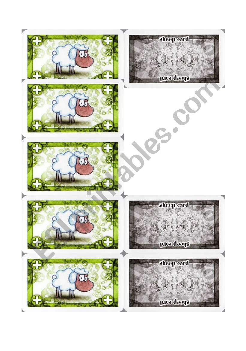 Adjective Cardgame green sheep card 