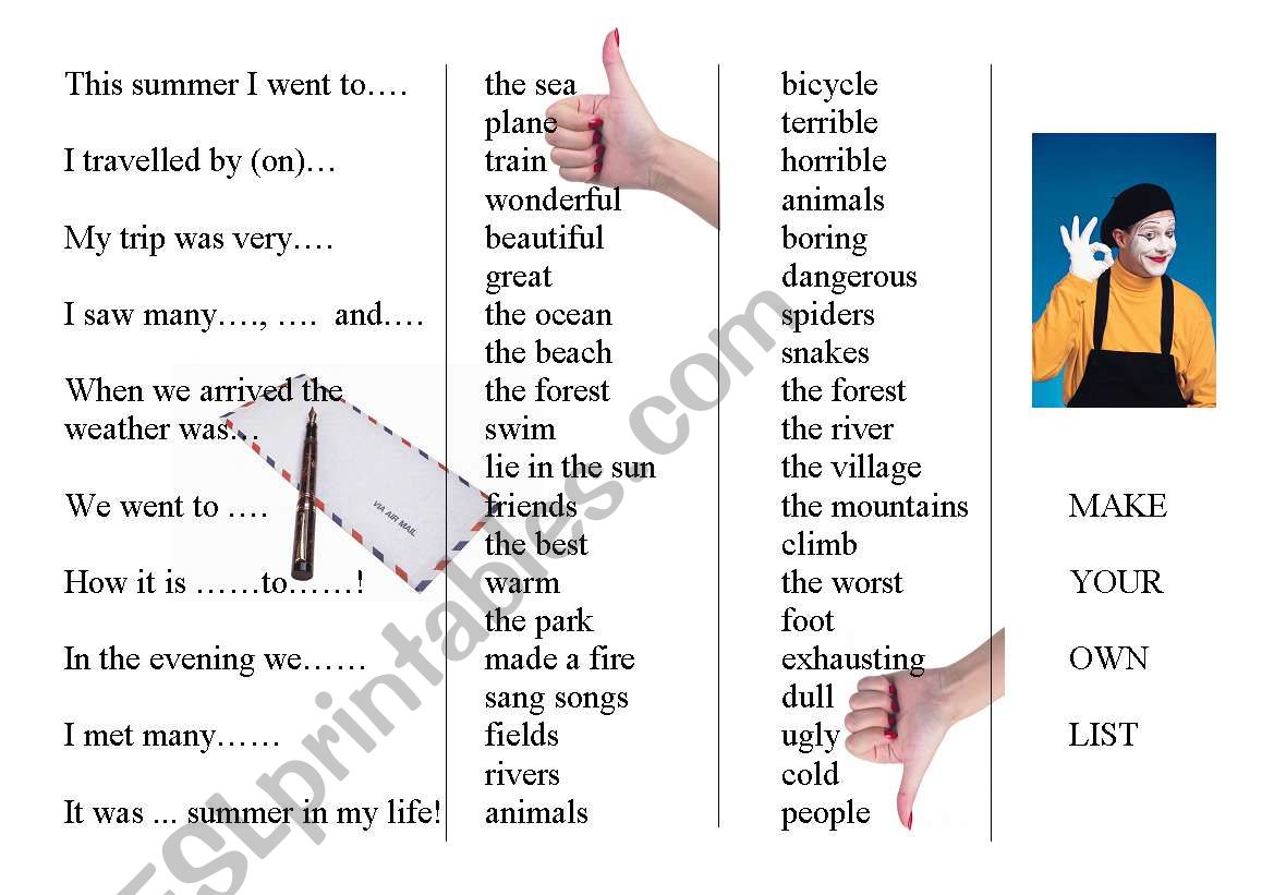 My summer composition worksheet
