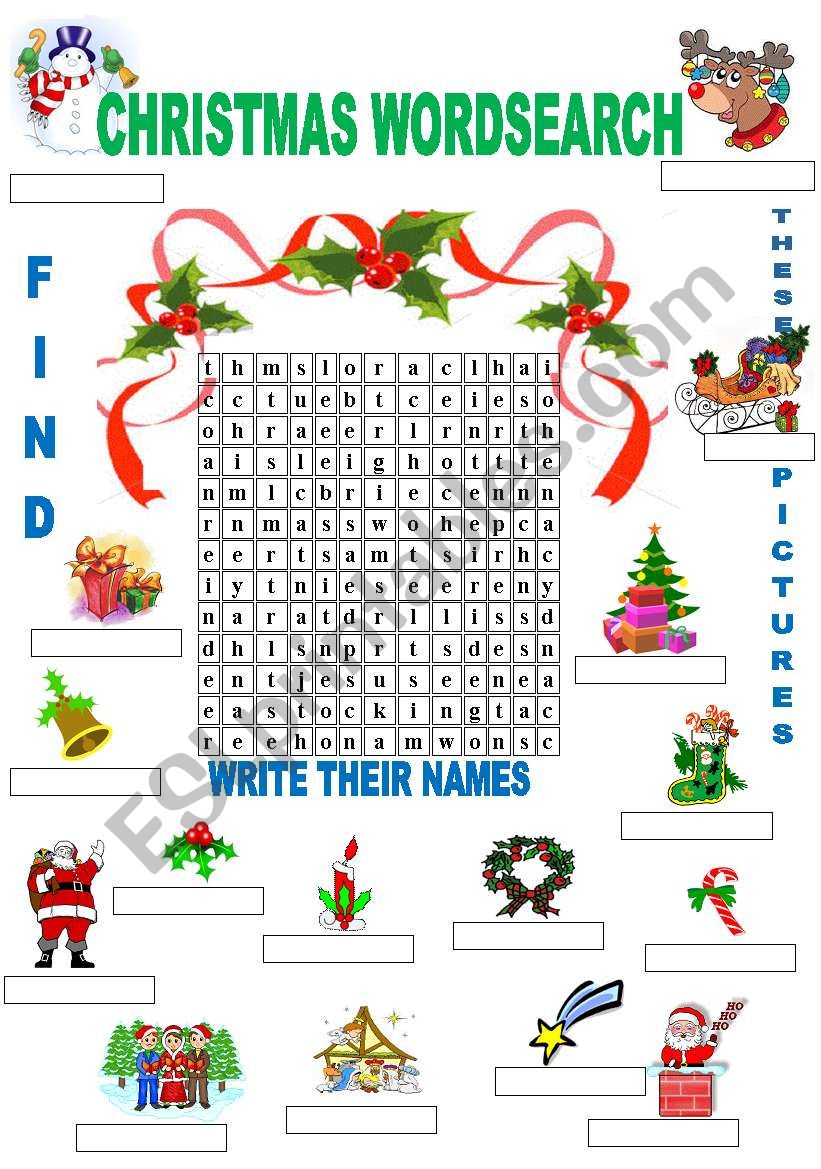 Christmas Wordsearch worksheet