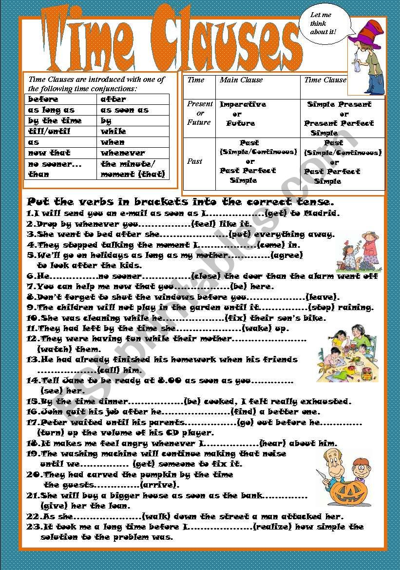 Time Clauses worksheet