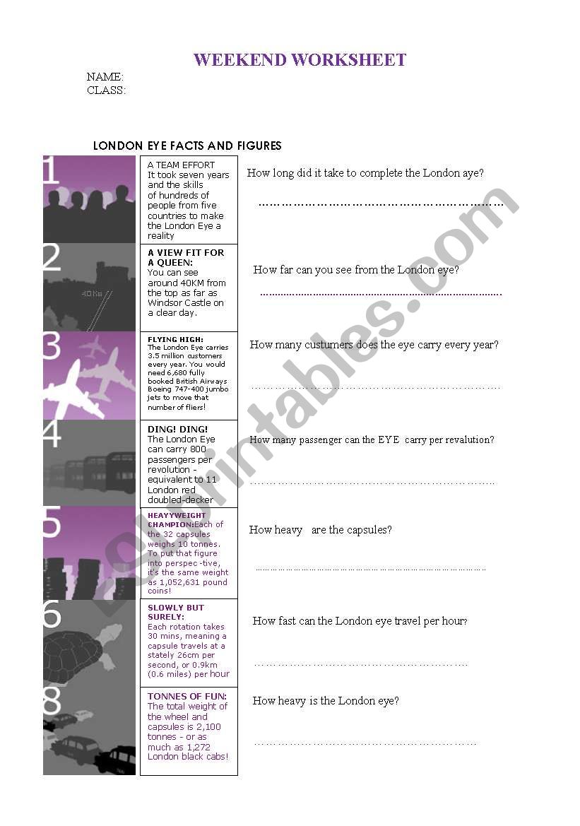 London Eye  worksheet