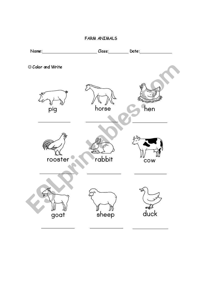 Farm Animals worksheet