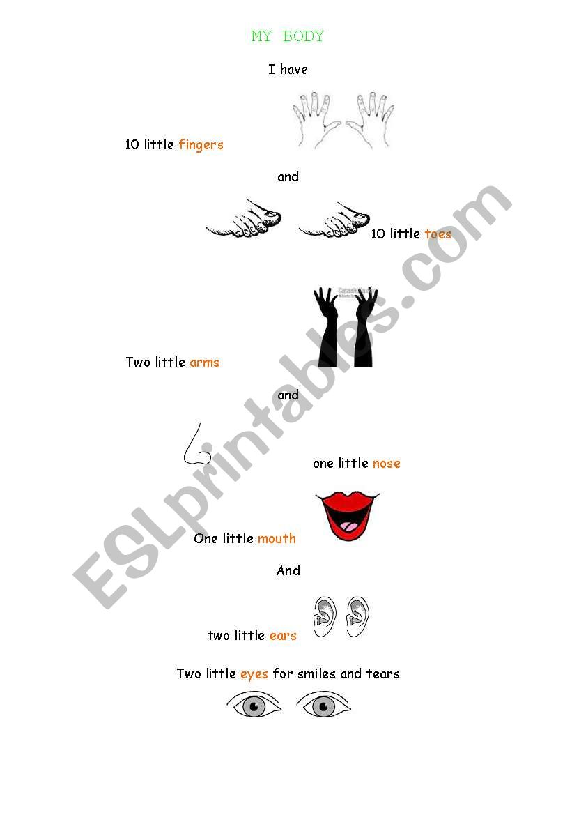 TEN LITTLE FINGERS worksheet