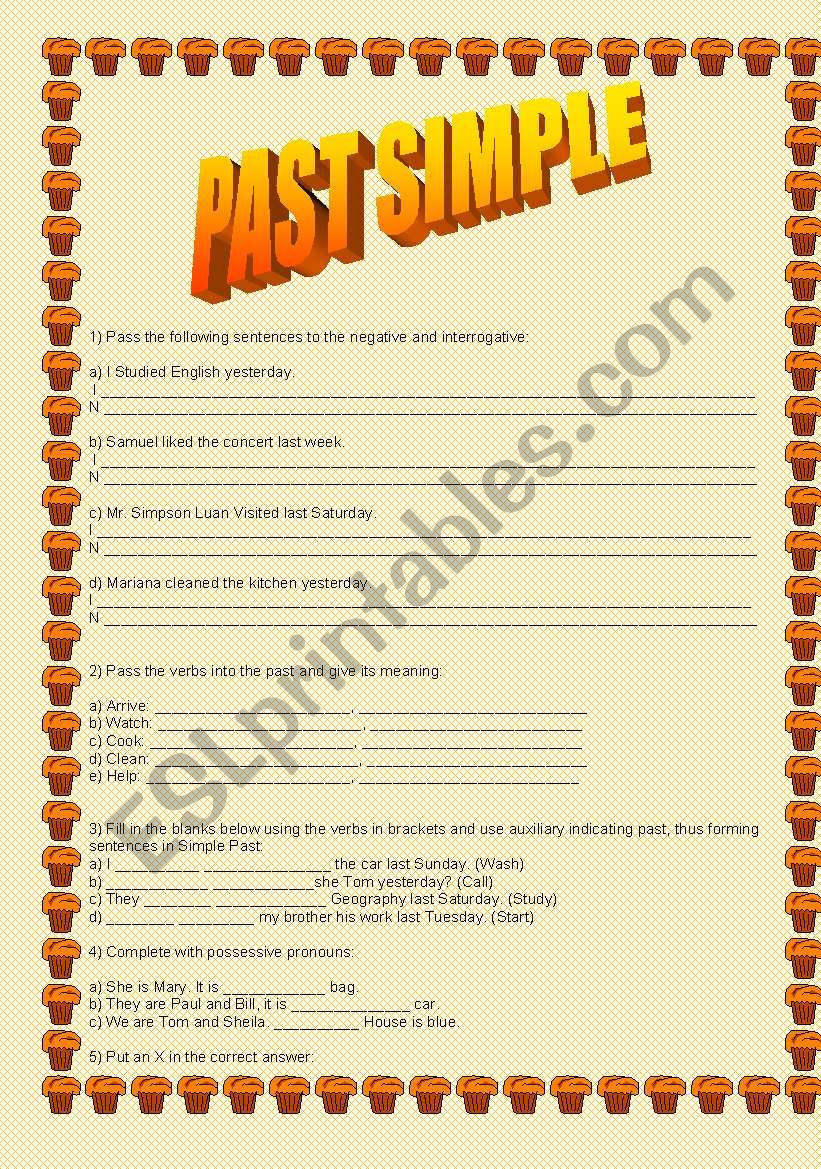 The past simple tense worksheet