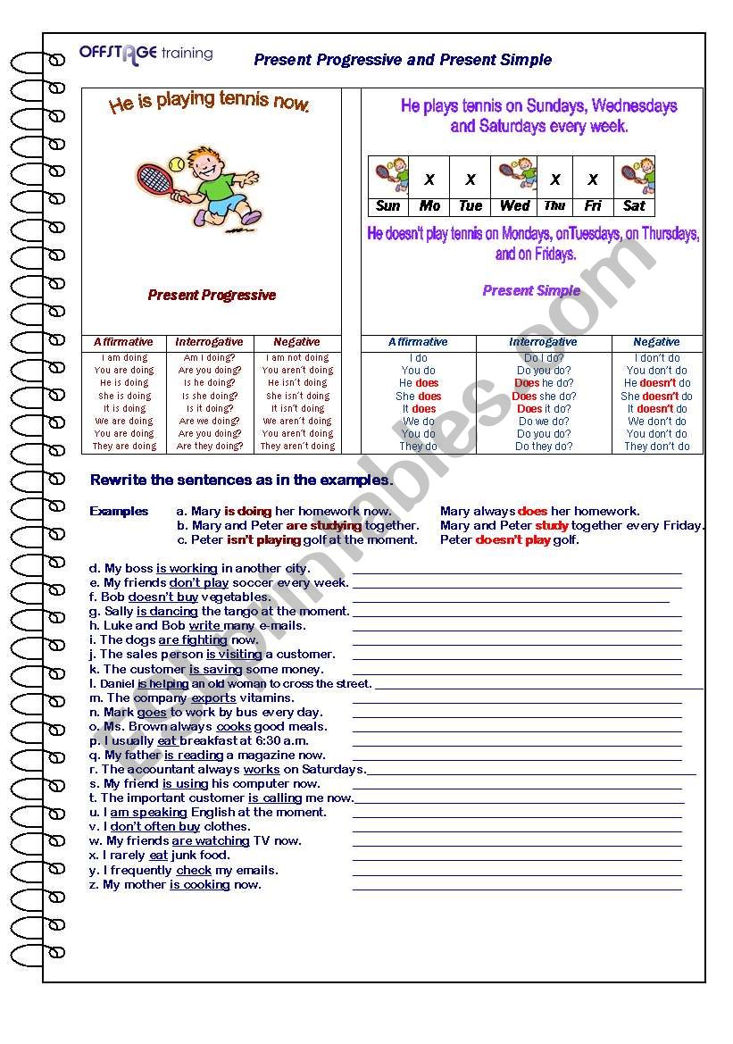 Present Continuous_Present Simple Transformation Exercises