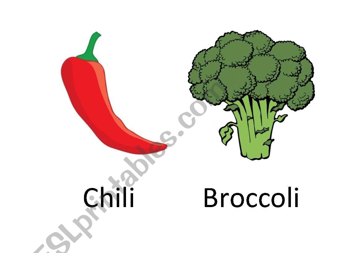 Vegetable Flash Cards Part 1 worksheet